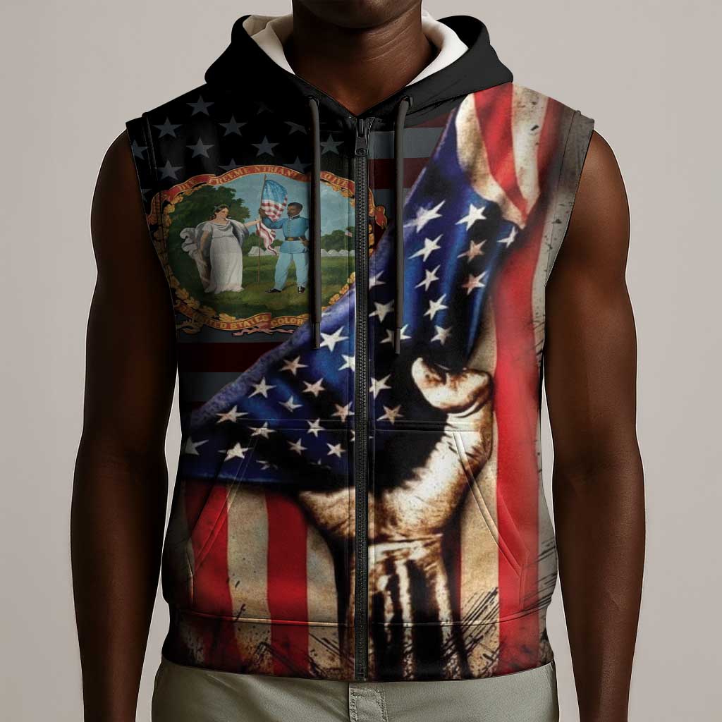 3rd United States Colored Troops Sleeveless Zip Hoodie Flag of Freedom - Wonder Print Shop