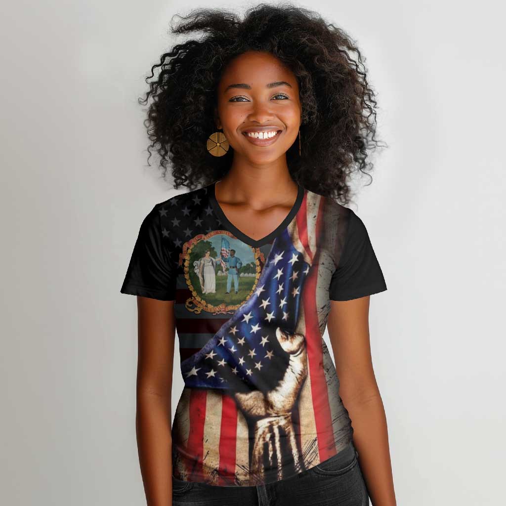 3rd United States Colored Troops Women V-Neck T-Shirt Flag of Freedom - Wonder Print Shop