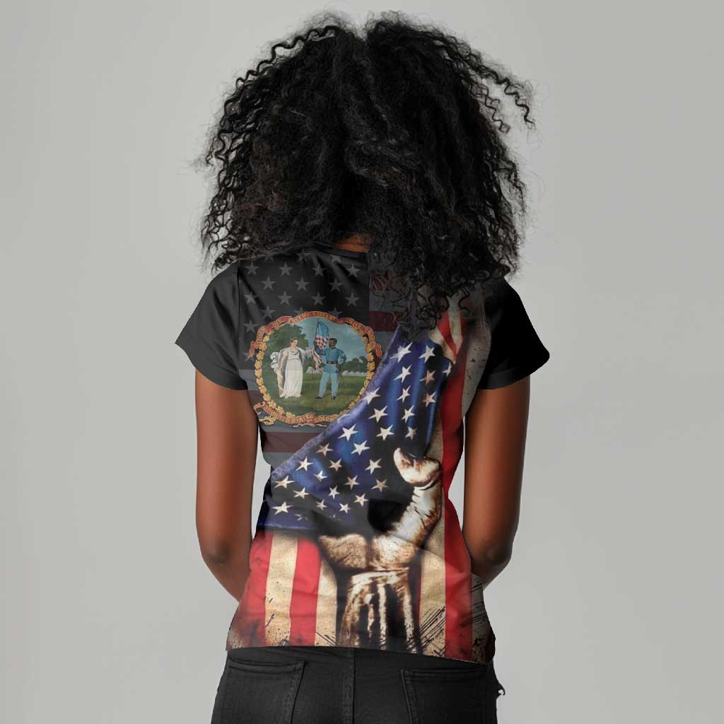 3rd United States Colored Troops Women V-Neck T-Shirt Flag of Freedom - Wonder Print Shop