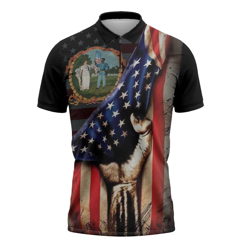 3rd United States Colored Troops Zipper Polo Shirt Flag of Freedom - Wonder Print Shop