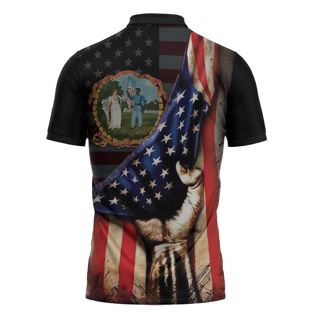 3rd United States Colored Troops Zipper Polo Shirt Flag of Freedom - Wonder Print Shop