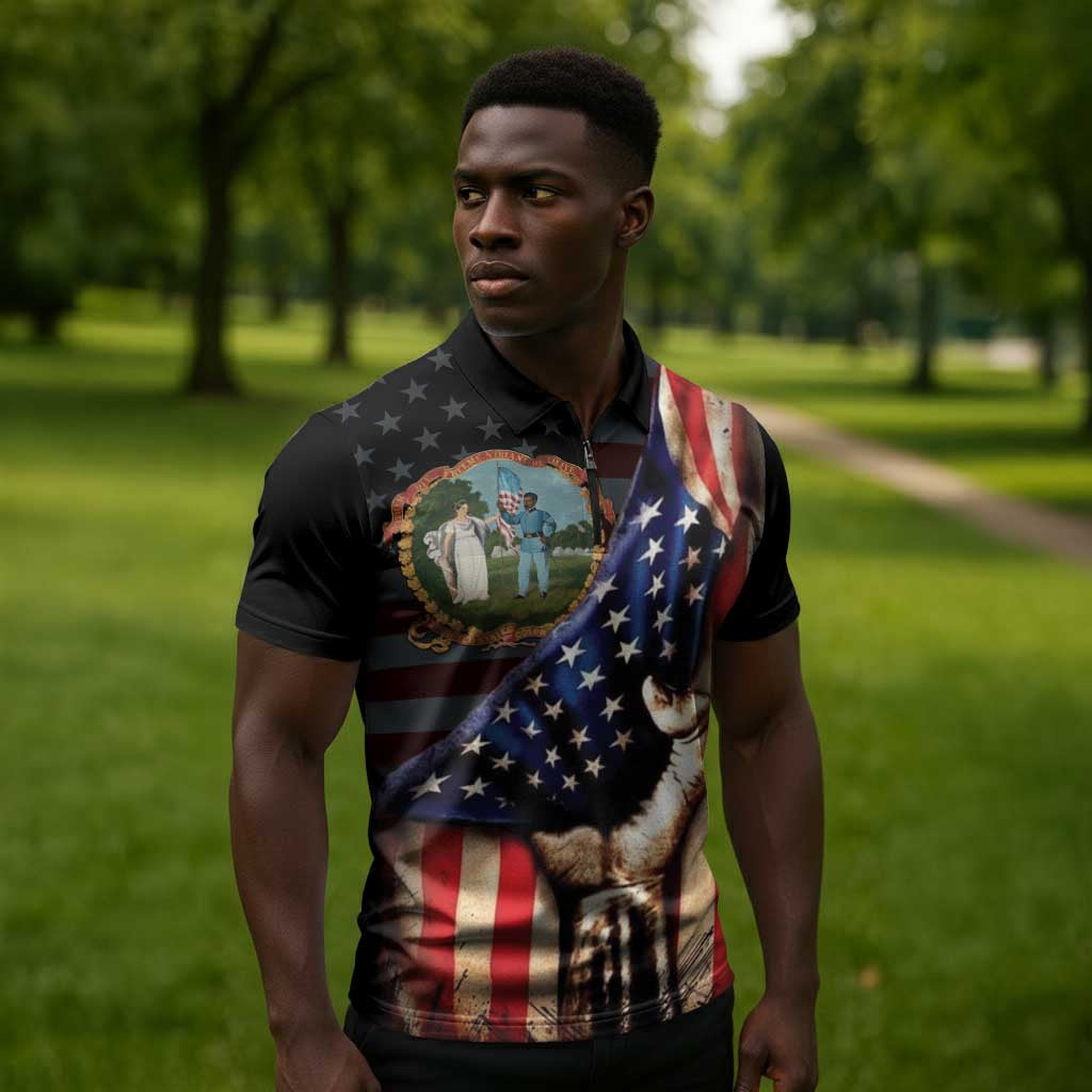 3rd United States Colored Troops Zipper Polo Shirt Flag of Freedom - Wonder Print Shop