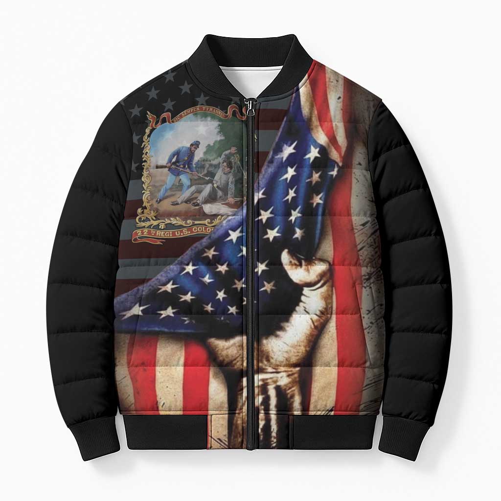 22nd United States Colored Troops Bomber Puffer Jacket Flag of Freedom - Wonder Print Shop