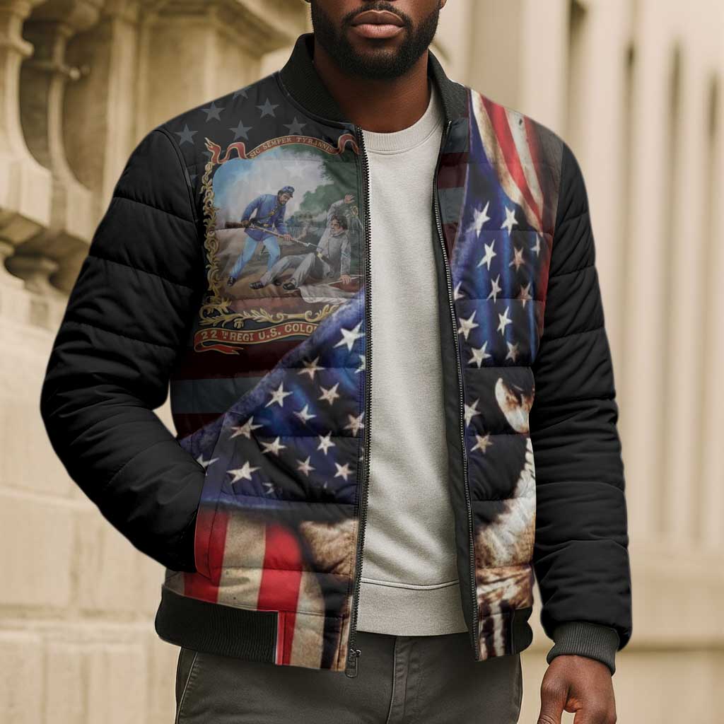 22nd United States Colored Troops Bomber Puffer Jacket Flag of Freedom - Wonder Print Shop