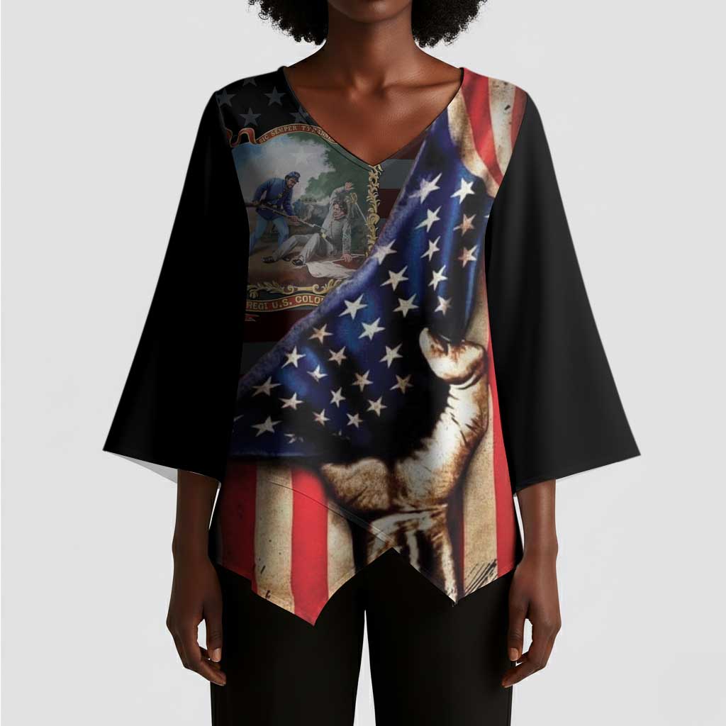 22nd United States Colored Troops Kimono Sleeve Blouse Flag of Freedom - Wonder Print Shop