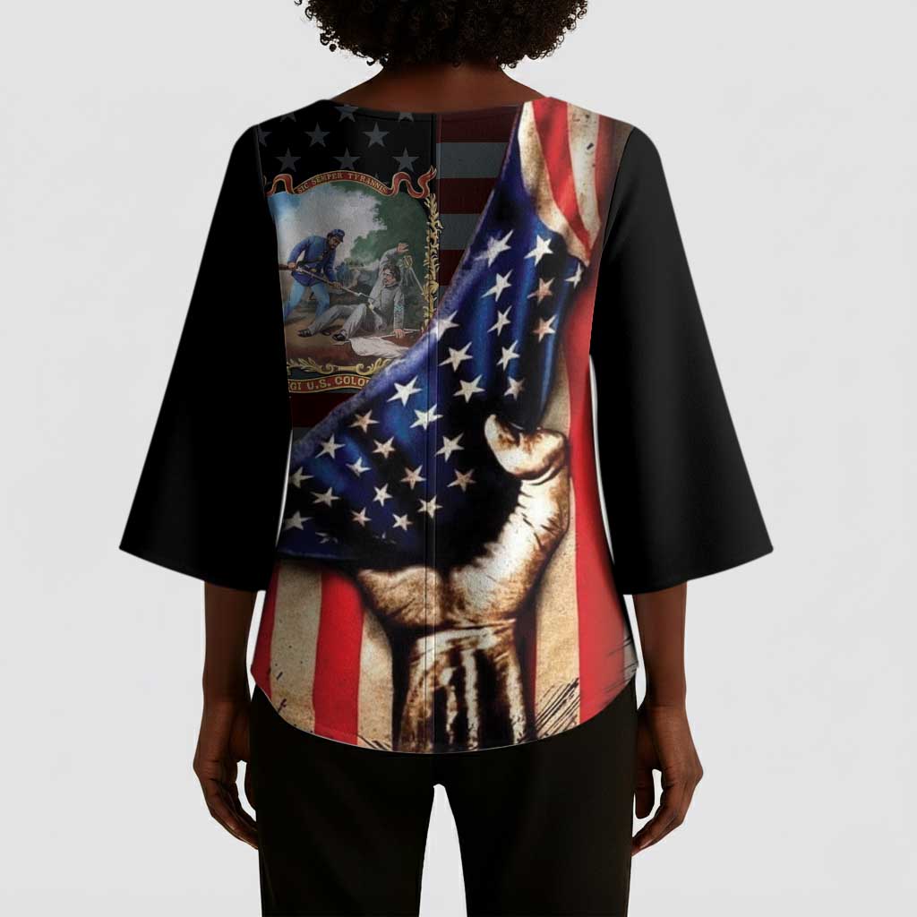 22nd United States Colored Troops Kimono Sleeve Blouse Flag of Freedom - Wonder Print Shop