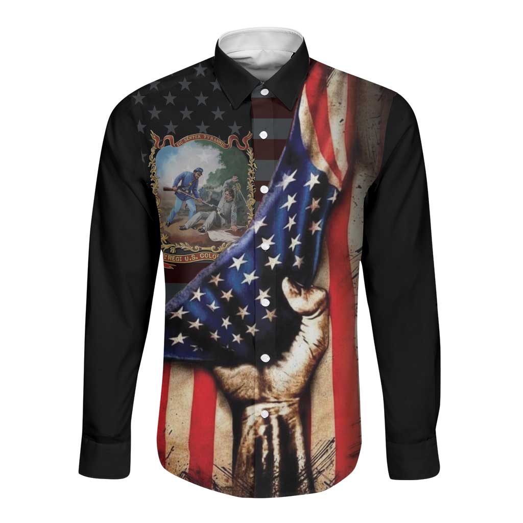 22nd United States Colored Troops Long Sleeve Button Shirt Flag of Freedom - Wonder Print Shop