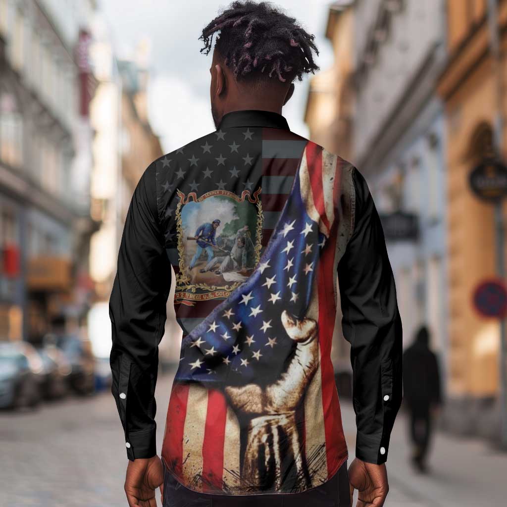 22nd United States Colored Troops Long Sleeve Button Shirt Flag of Freedom - Wonder Print Shop