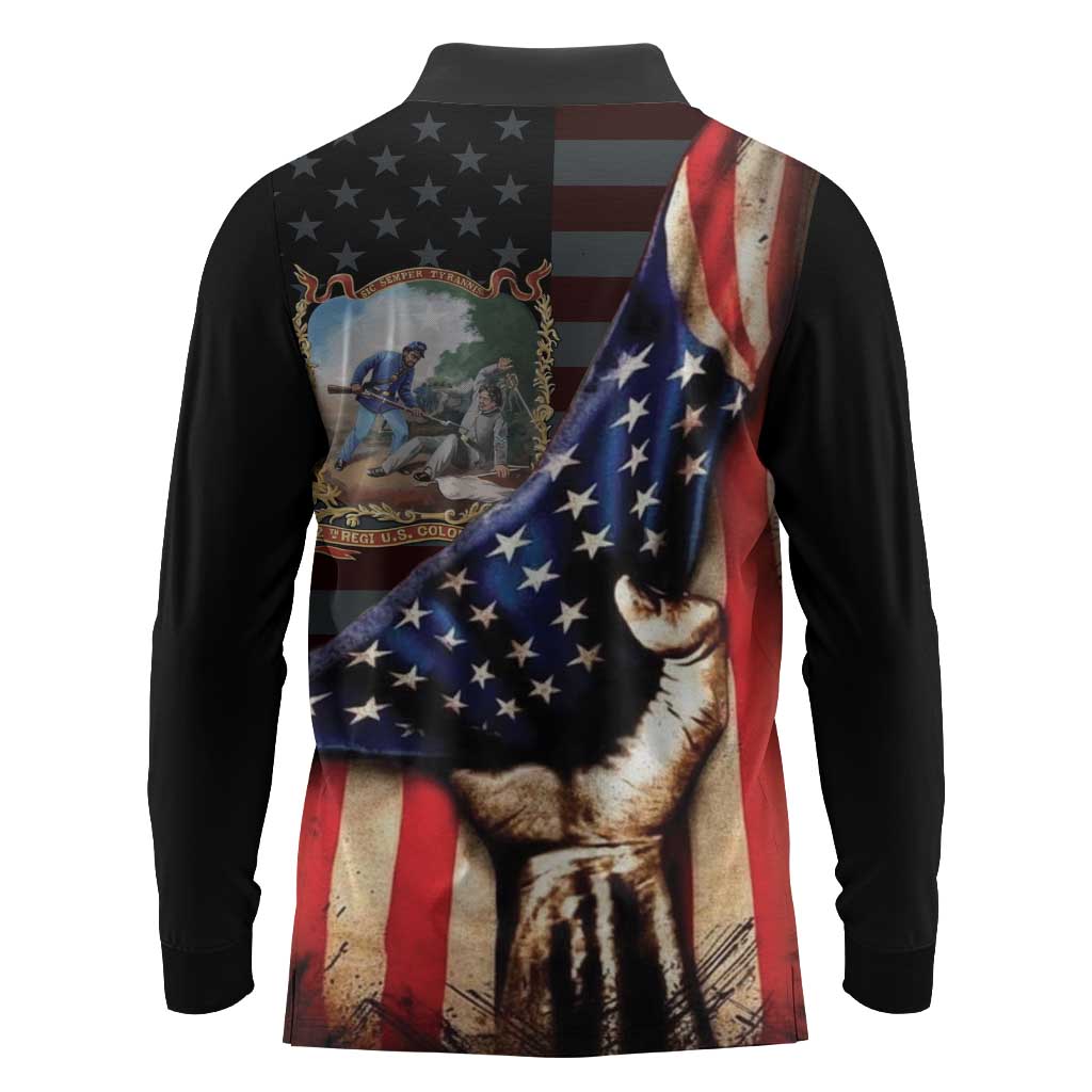 22nd United States Colored Troops Long Sleeve Polo Shirt Flag of Freedom - Wonder Print Shop