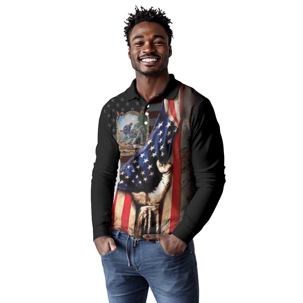 22nd United States Colored Troops Long Sleeve Polo Shirt Flag of Freedom - Wonder Print Shop