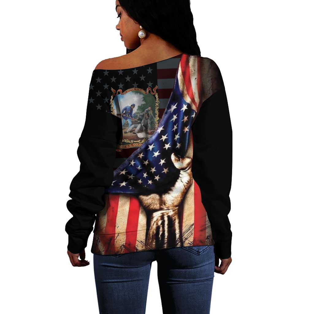 22nd United States Colored Troops Off Shoulder Sweater Flag of Freedom - Wonder Print Shop