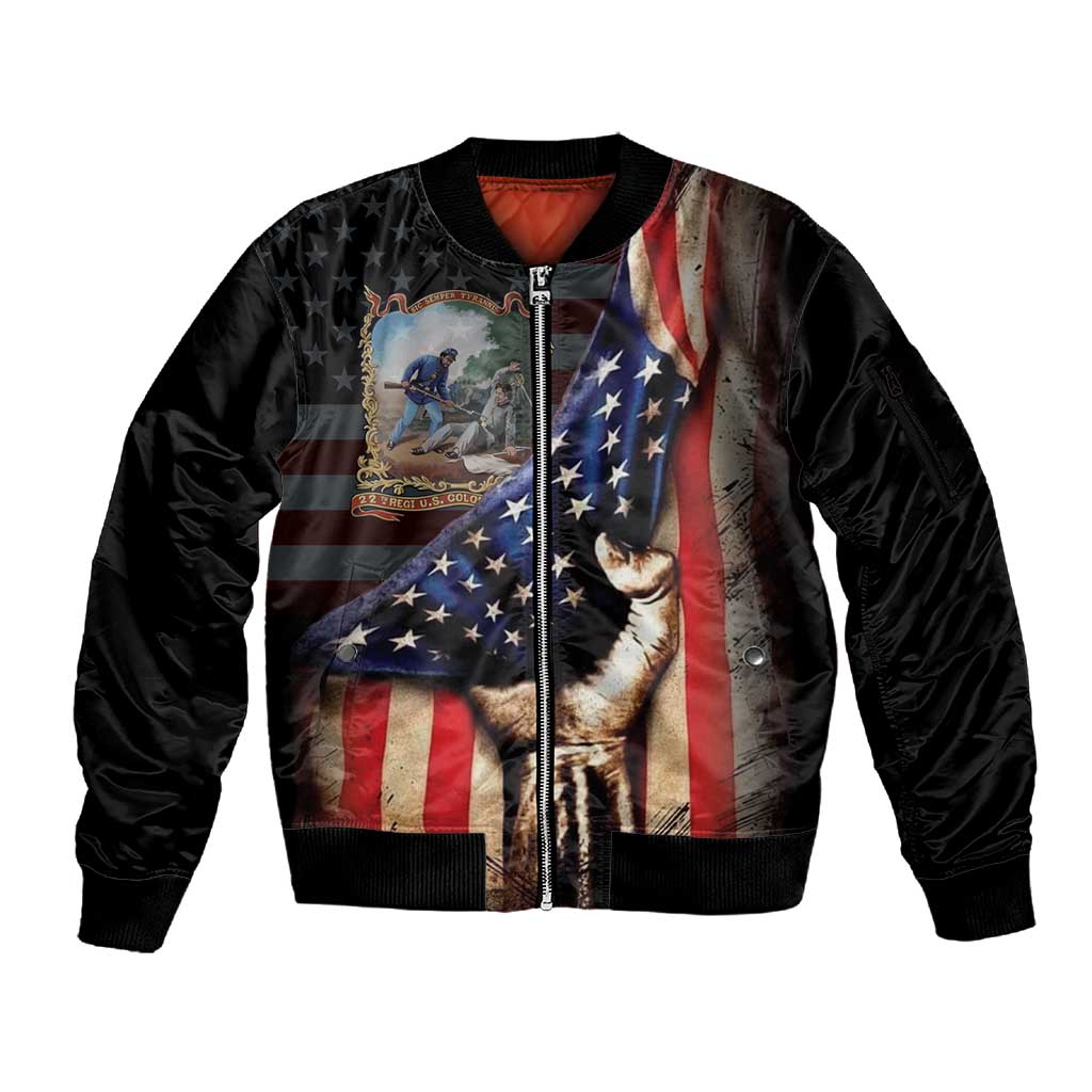 22nd United States Colored Troops Sleeve Zip Bomber Jacket Flag of Freedom - Wonder Print Shop
