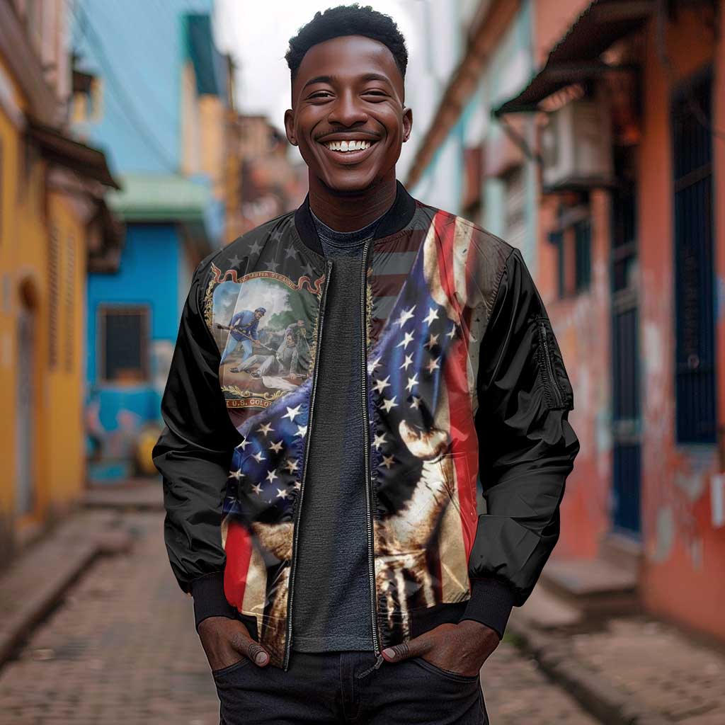 22nd United States Colored Troops Sleeve Zip Bomber Jacket Flag of Freedom - Wonder Print Shop