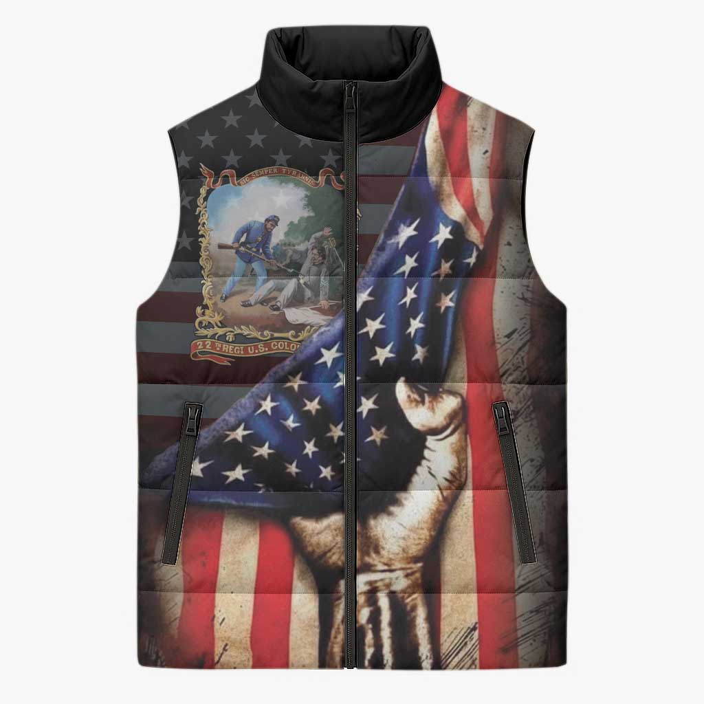 22nd United States Colored Troops Sleeveless Puffer Jacket Flag of Freedom - Wonder Print Shop