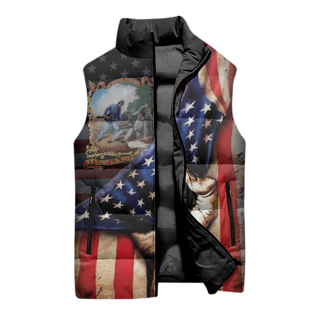 22nd United States Colored Troops Sleeveless Puffer Jacket Flag of Freedom - Wonder Print Shop