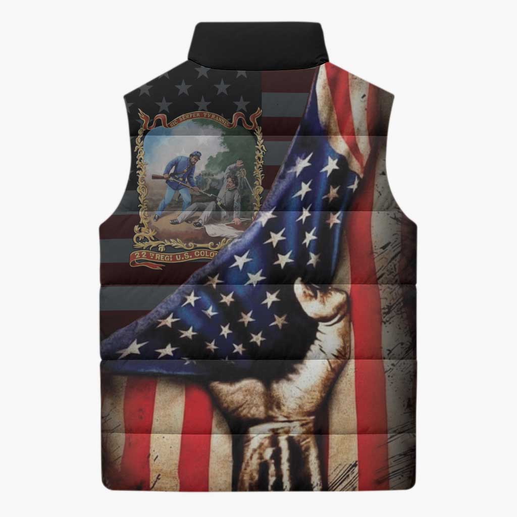 22nd United States Colored Troops Sleeveless Puffer Jacket Flag of Freedom - Wonder Print Shop
