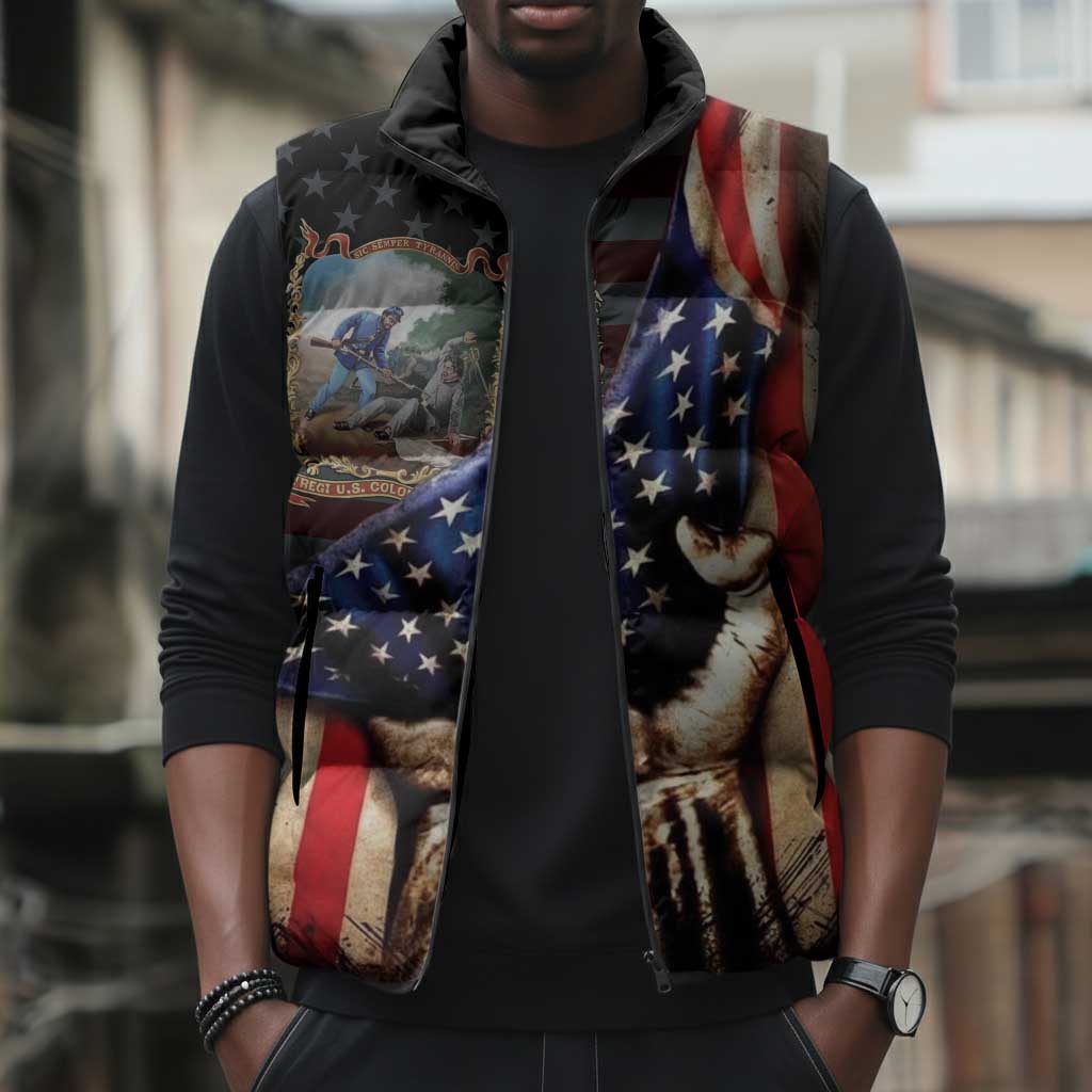 22nd United States Colored Troops Sleeveless Puffer Jacket Flag of Freedom - Wonder Print Shop