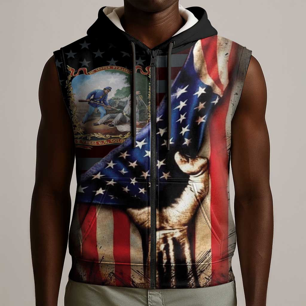 22nd United States Colored Troops Sleeveless Zip Hoodie Flag of Freedom - Wonder Print Shop