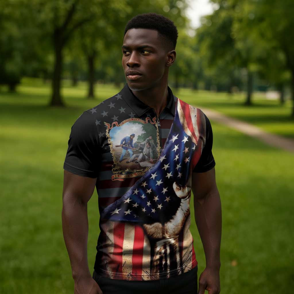 22nd United States Colored Troops Zipper Polo Shirt Flag of Freedom - Wonder Print Shop