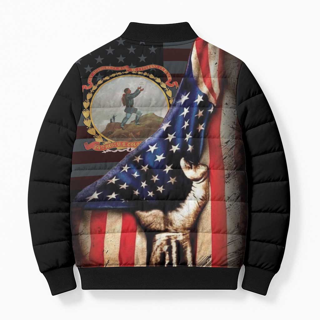 24th Regiment USCT Bomber Puffer Jacket Flag of Freedom - Wonder Print Shop