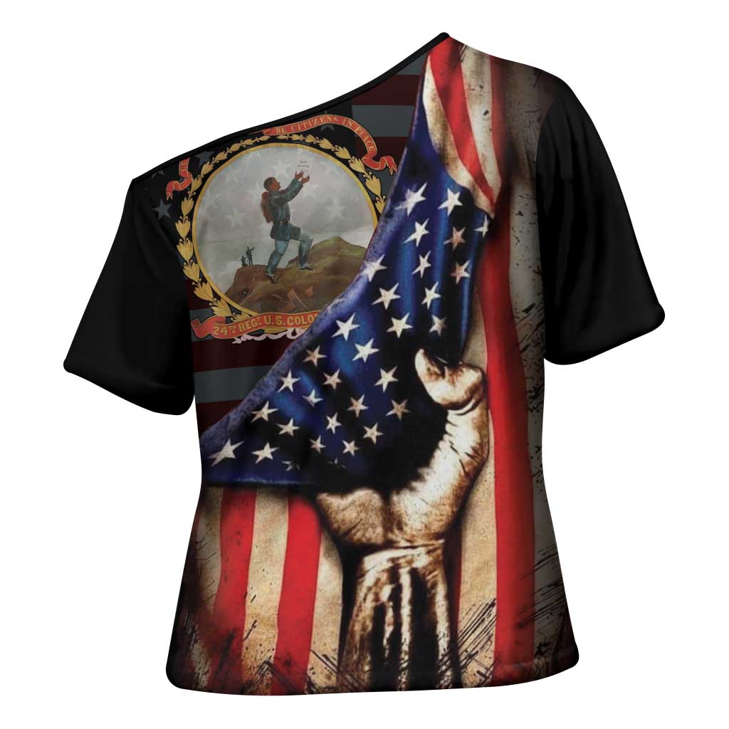 24th Regiment USCT Cross Shoulder Shirt Flag of Freedom - Wonder Print Shop