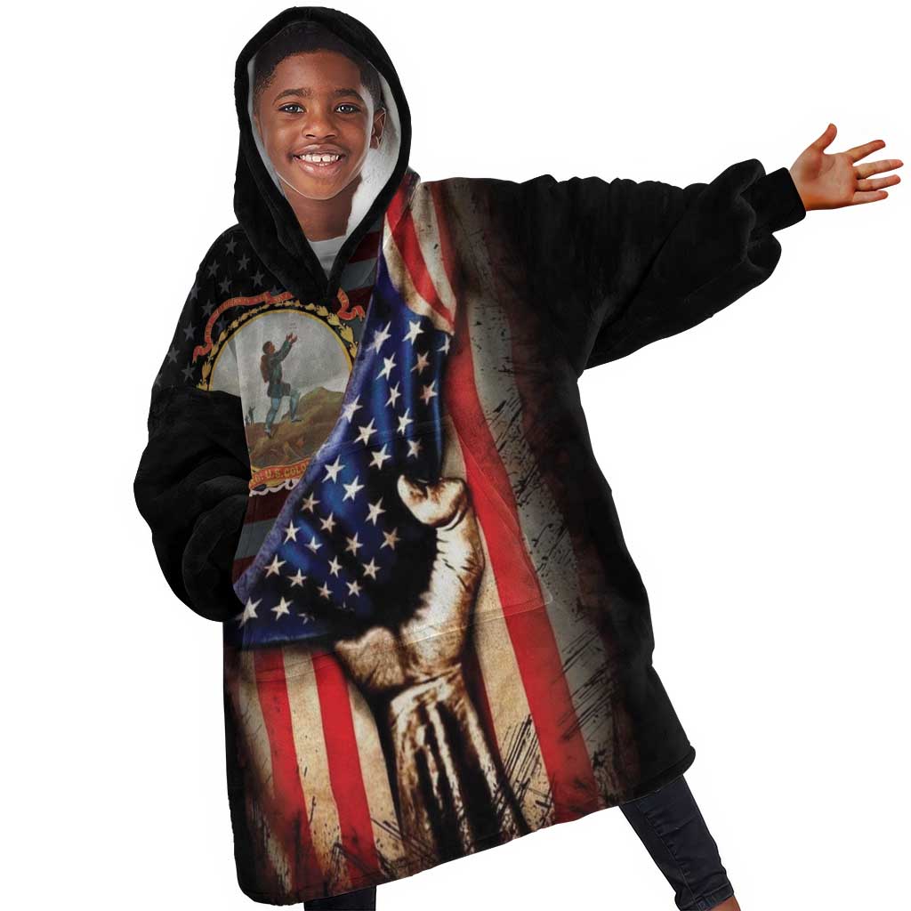 24th Regiment USCT Kid Wearable Blanket Hoodie Flag of Freedom - Wonder Print Shop