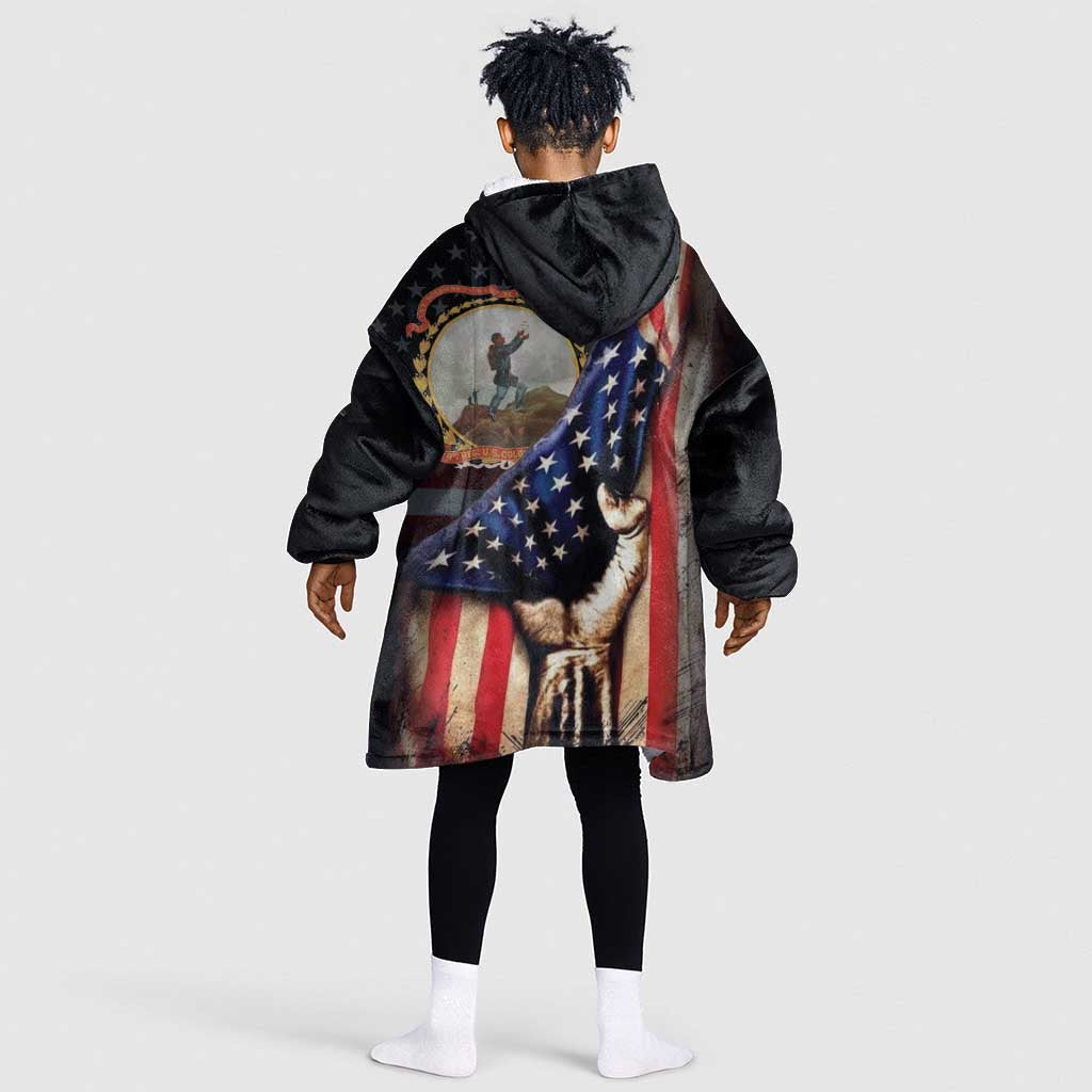 24th Regiment USCT Kid Wearable Blanket Hoodie Flag of Freedom - Wonder Print Shop