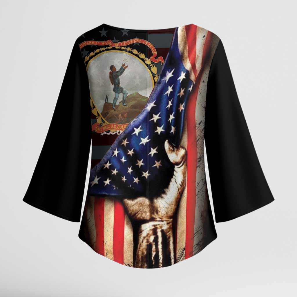 24th Regiment USCT Kimono Sleeve Blouse Flag of Freedom - Wonder Print Shop