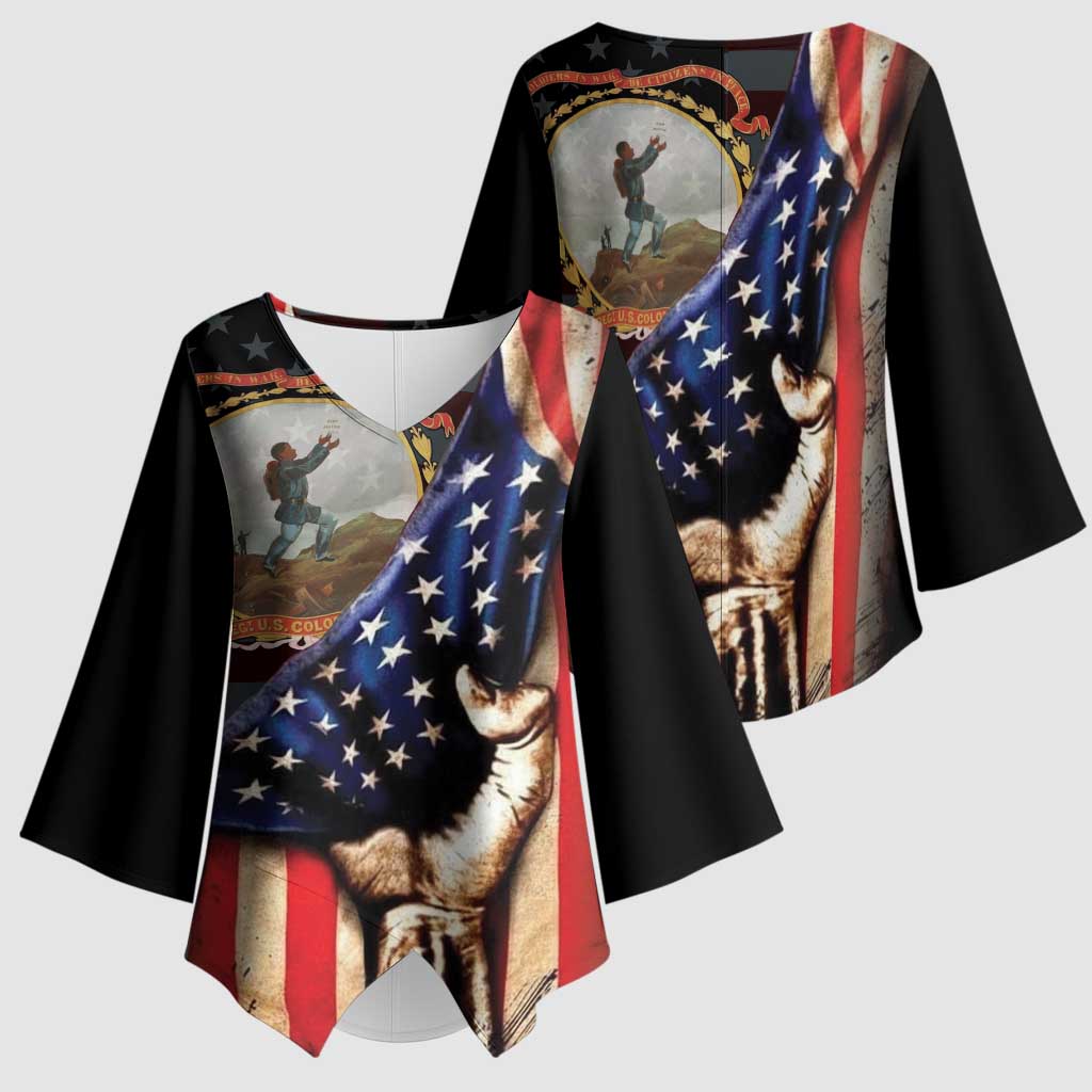 24th Regiment USCT Kimono Sleeve Blouse Flag of Freedom - Wonder Print Shop