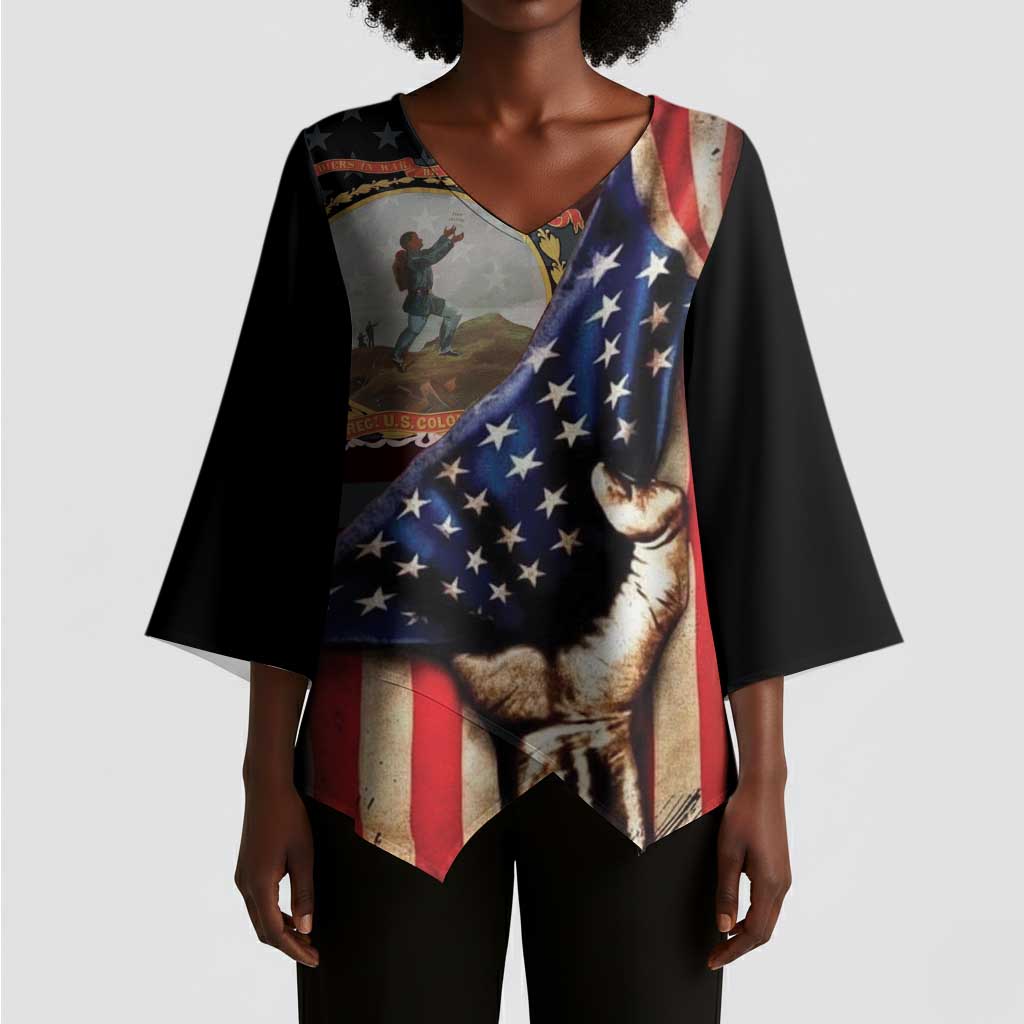 24th Regiment USCT Kimono Sleeve Blouse Flag of Freedom - Wonder Print Shop