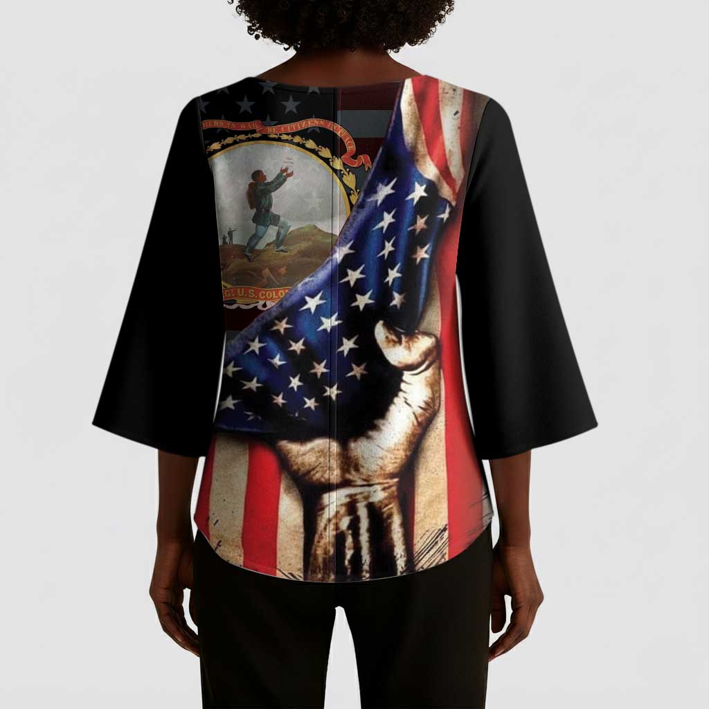 24th Regiment USCT Kimono Sleeve Blouse Flag of Freedom - Wonder Print Shop