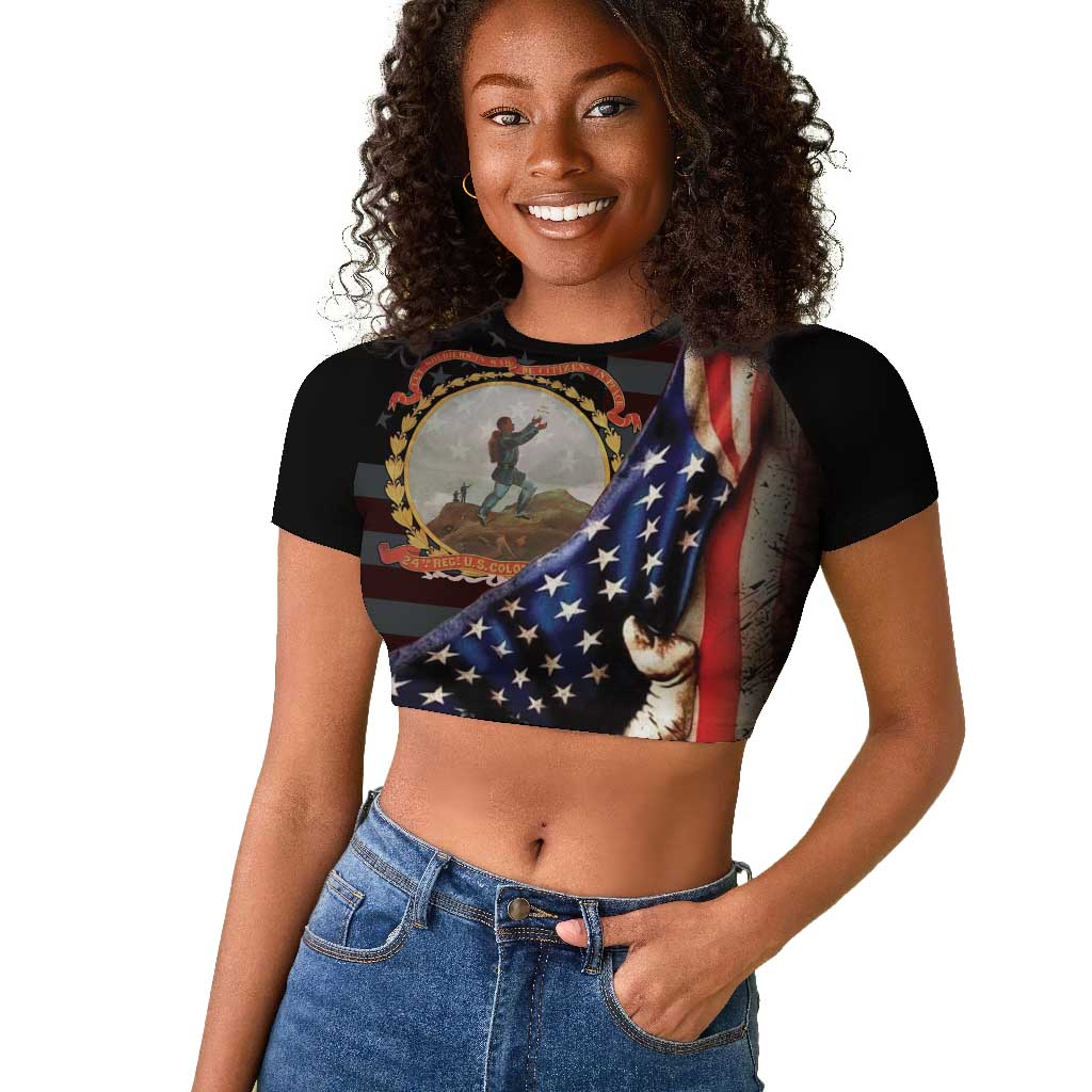 24th Regiment USCT Raglan Cropped T shirt Flag of Freedom - Wonder Print Shop