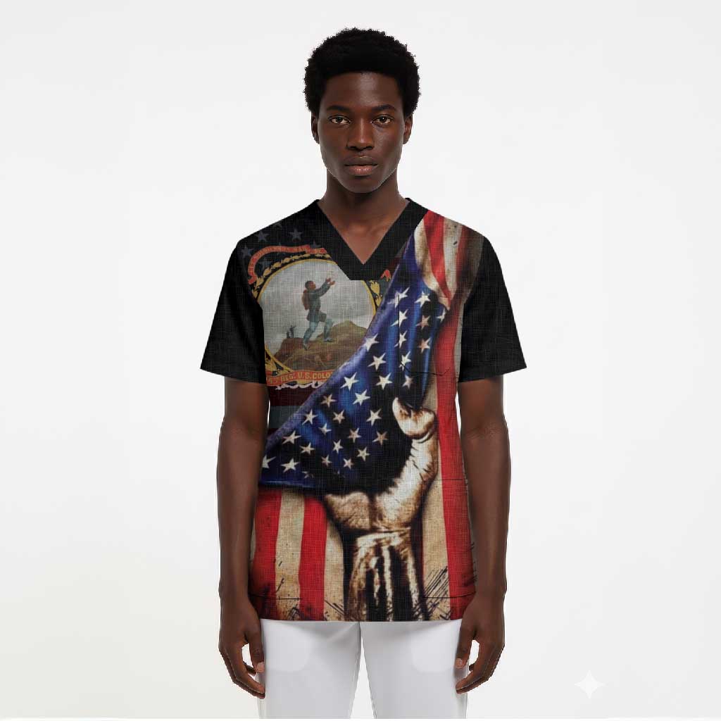 24th Regiment USCT Scrub Top Flag of Freedom - Wonder Print Shop