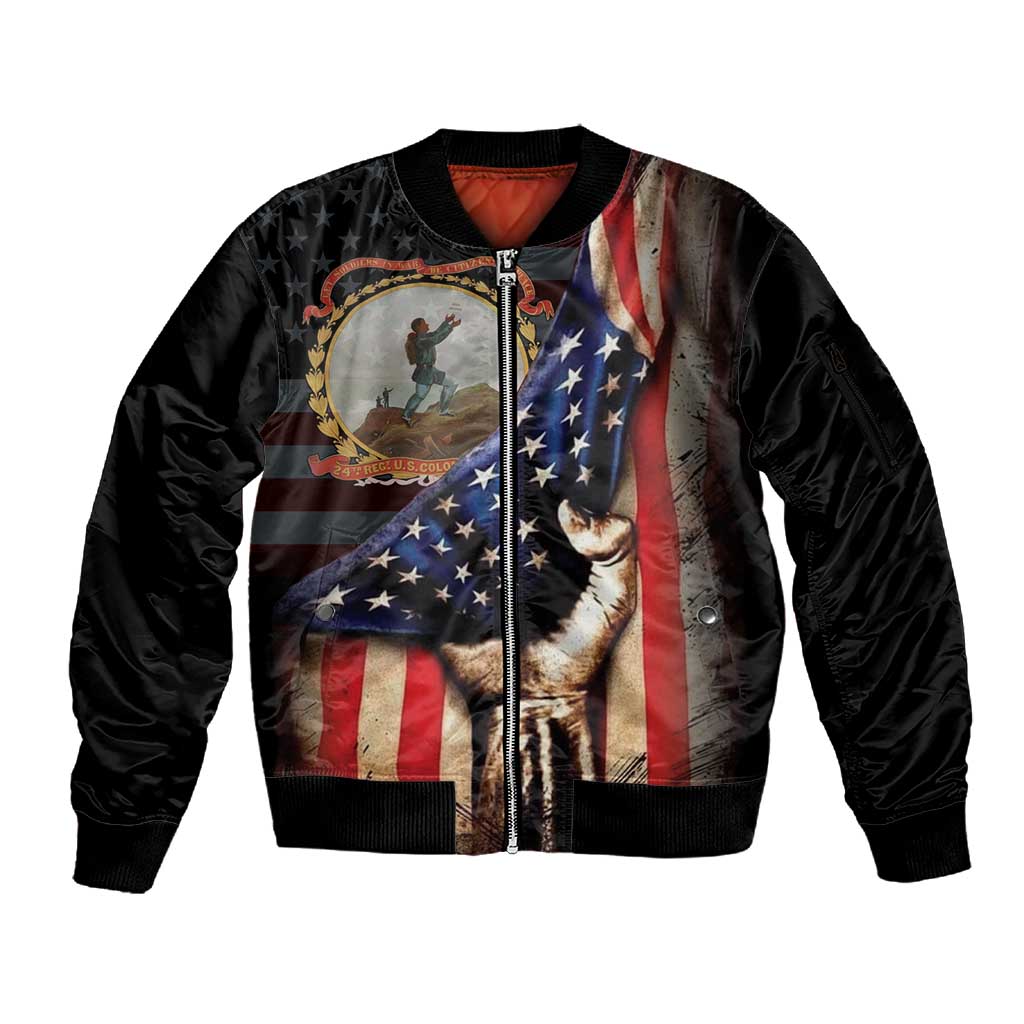 24th Regiment USCT Sleeve Zip Bomber Jacket Flag of Freedom - Wonder Print Shop