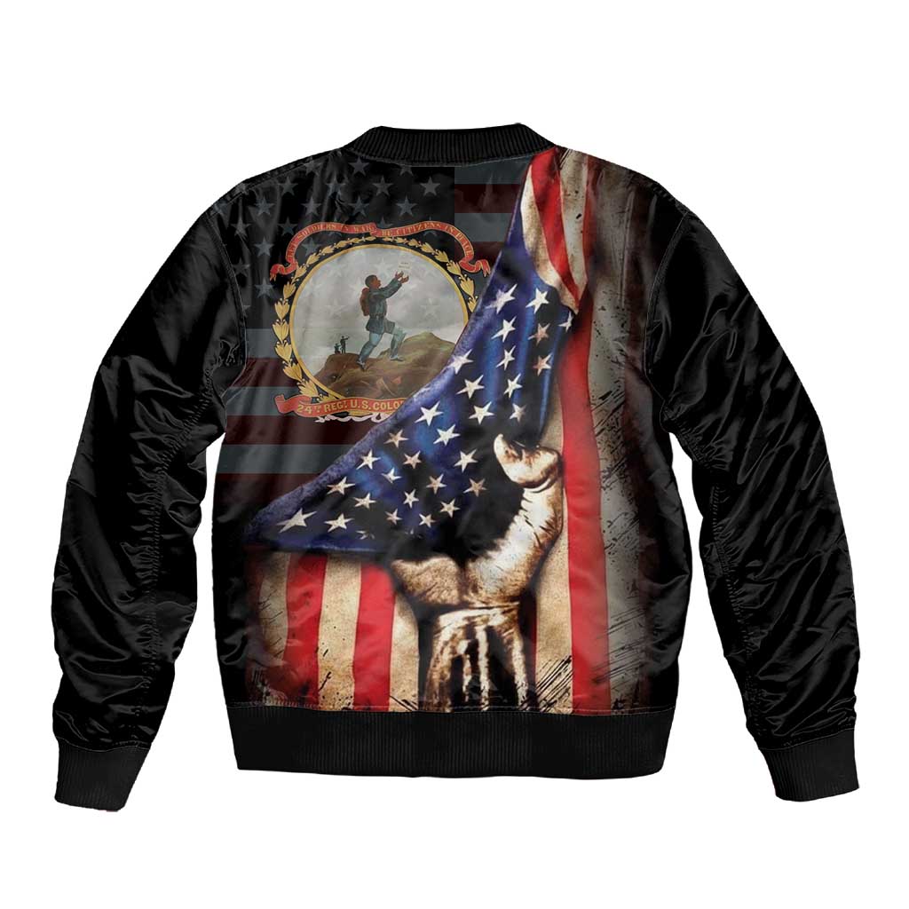 24th Regiment USCT Sleeve Zip Bomber Jacket Flag of Freedom - Wonder Print Shop
