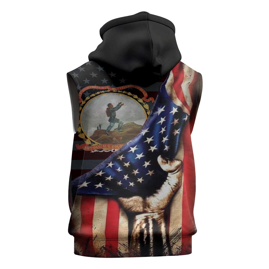 24th Regiment USCT Sleeveless Hoodie Flag of Freedom - Wonder Print Shop