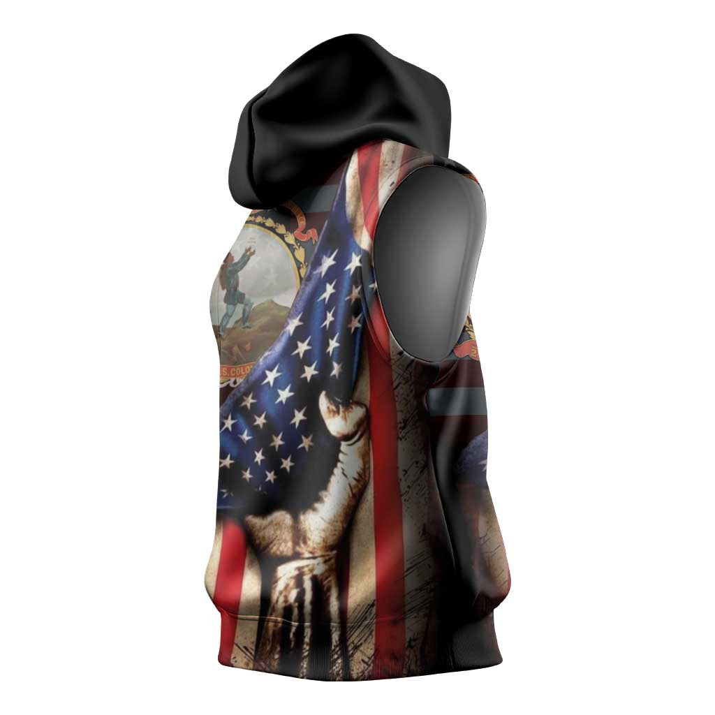 24th Regiment USCT Sleeveless Hoodie Flag of Freedom - Wonder Print Shop