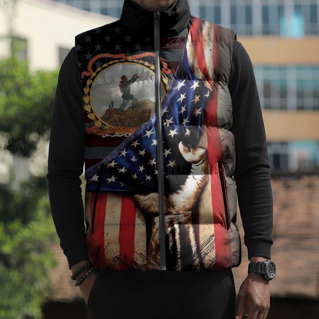 24th Regiment USCT Sleeveless Puffer Jacket Flag of Freedom - Wonder Print Shop