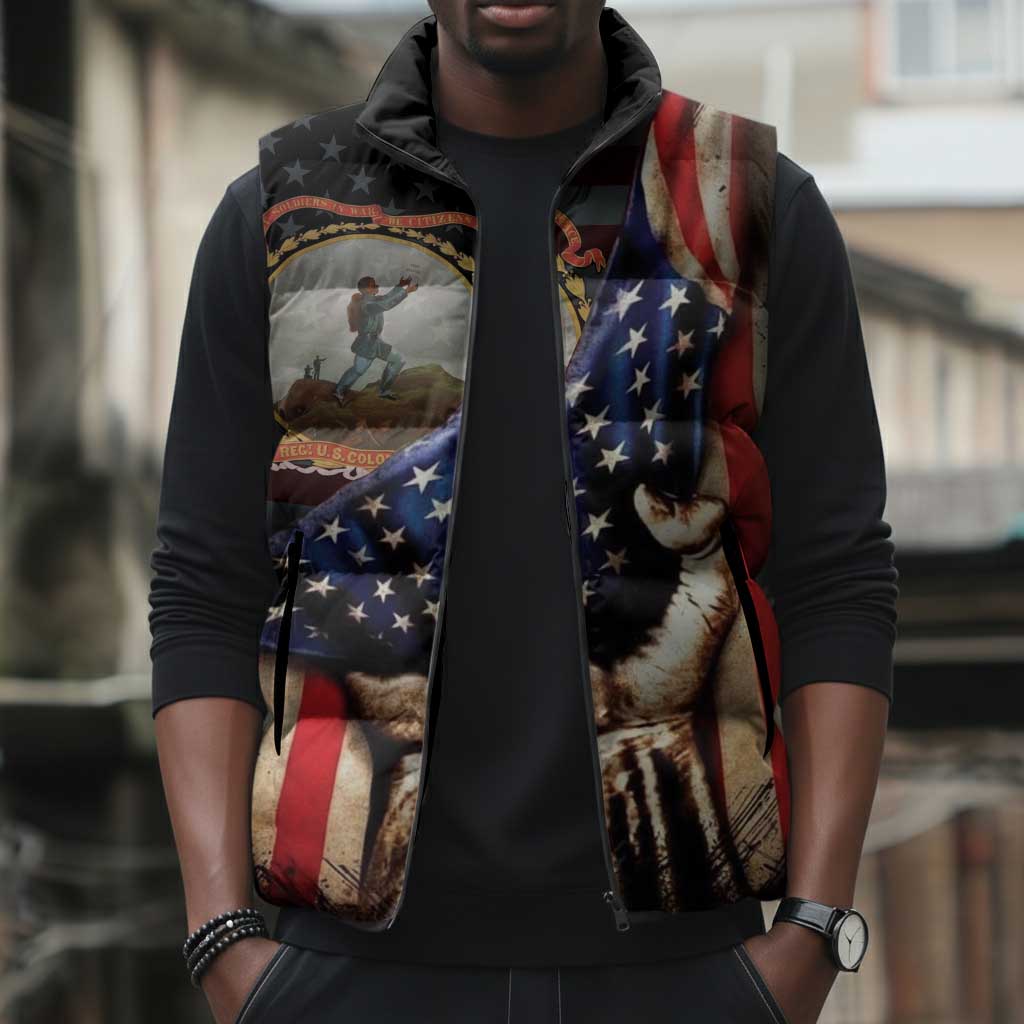 24th Regiment USCT Sleeveless Puffer Jacket Flag of Freedom - Wonder Print Shop