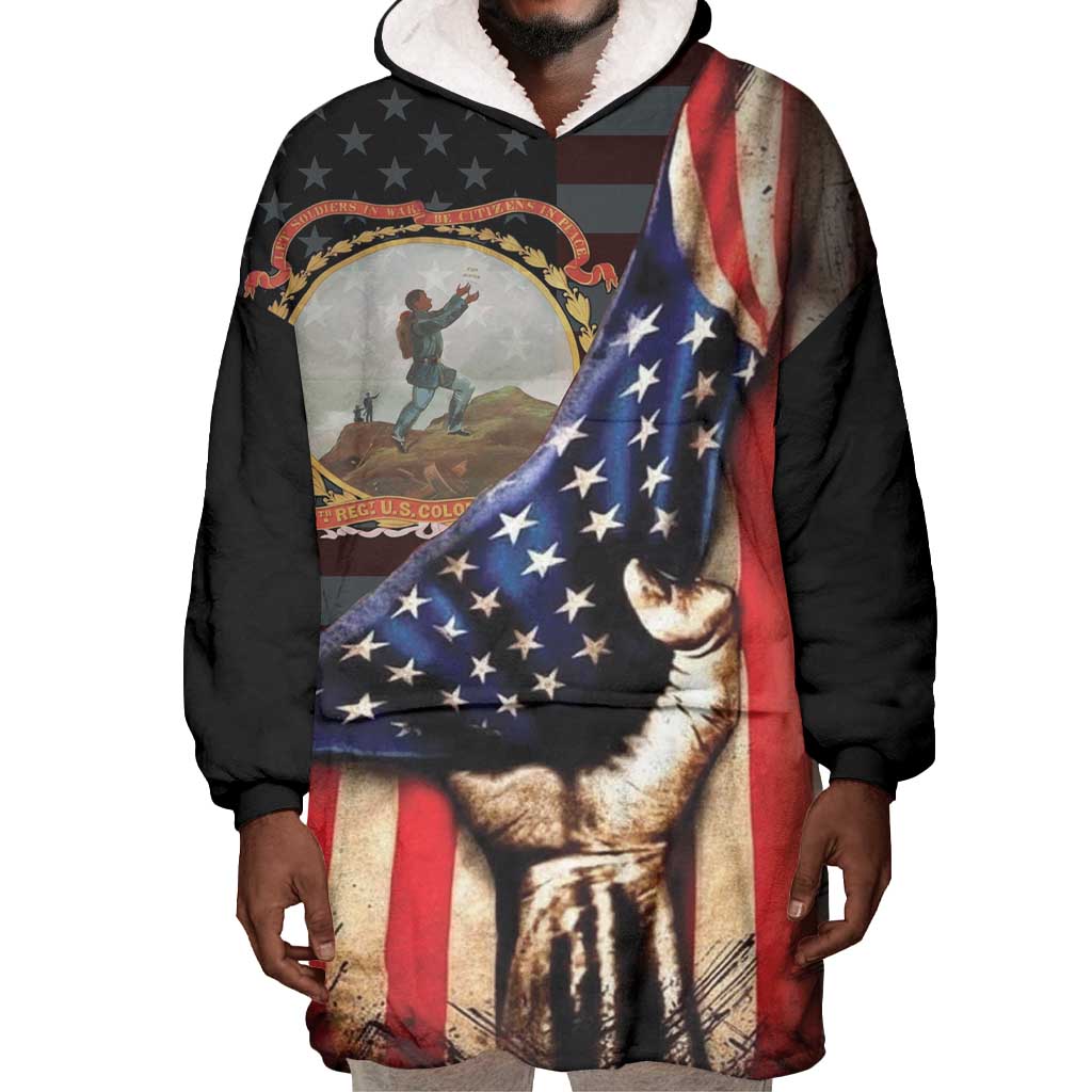 24th Regiment USCT Wearable Blanket Hoodie Flag of Freedom - Wonder Print Shop