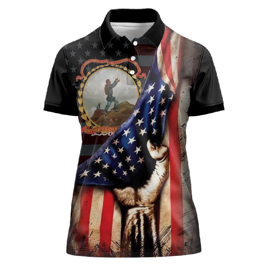 24th Regiment USCT Women Polo Shirt Flag of Freedom - Wonder Print Shop