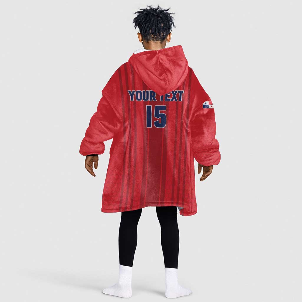 Custom Panama Football 2026 Kid Wearable Blanket Hoodie La Marea Roja Rising