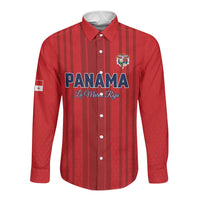 Custom Panama Football 2026 Long Sleeve Button Shirt La Marea Roja Rising