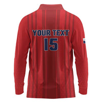 Custom Panama Football 2026 Long Sleeve Polo Shirt La Marea Roja Rising