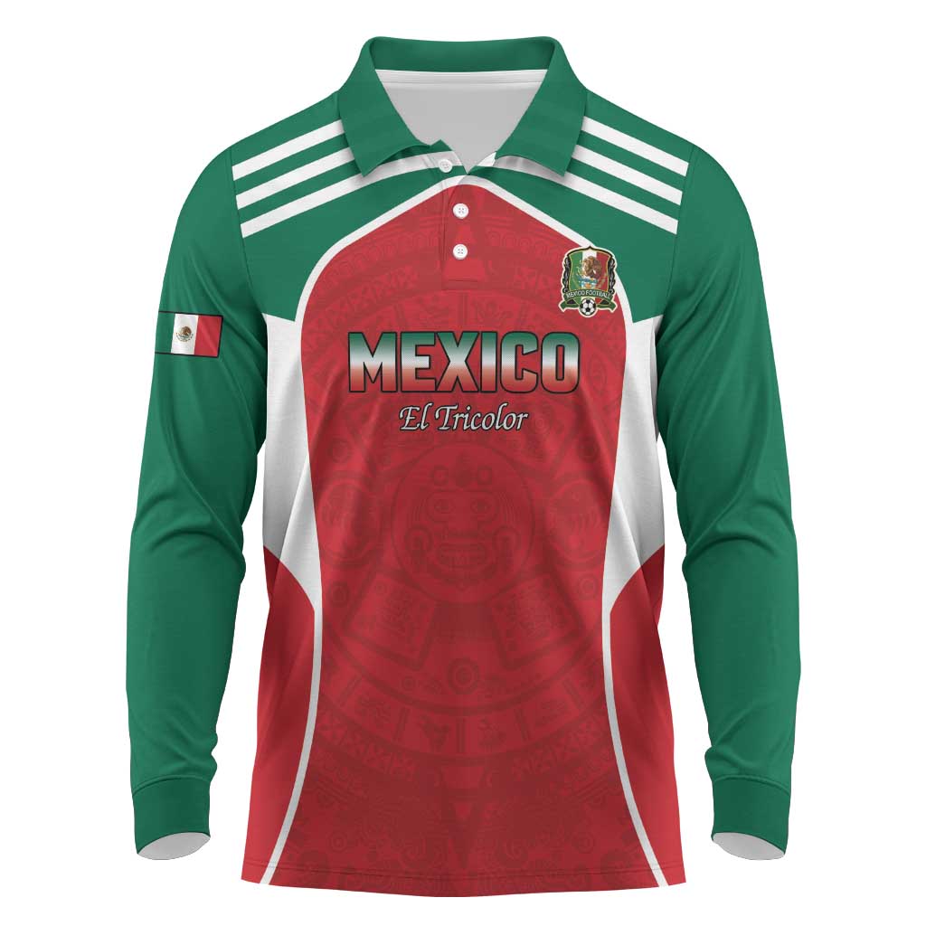 Custom Mexico Football 2026 Long Sleeve Polo Shirt Viva El Tri