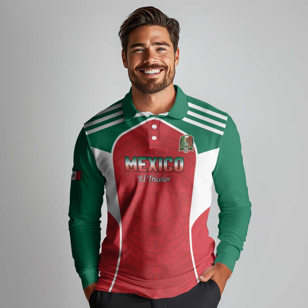 Custom Mexico Football 2026 Long Sleeve Polo Shirt Viva El Tri