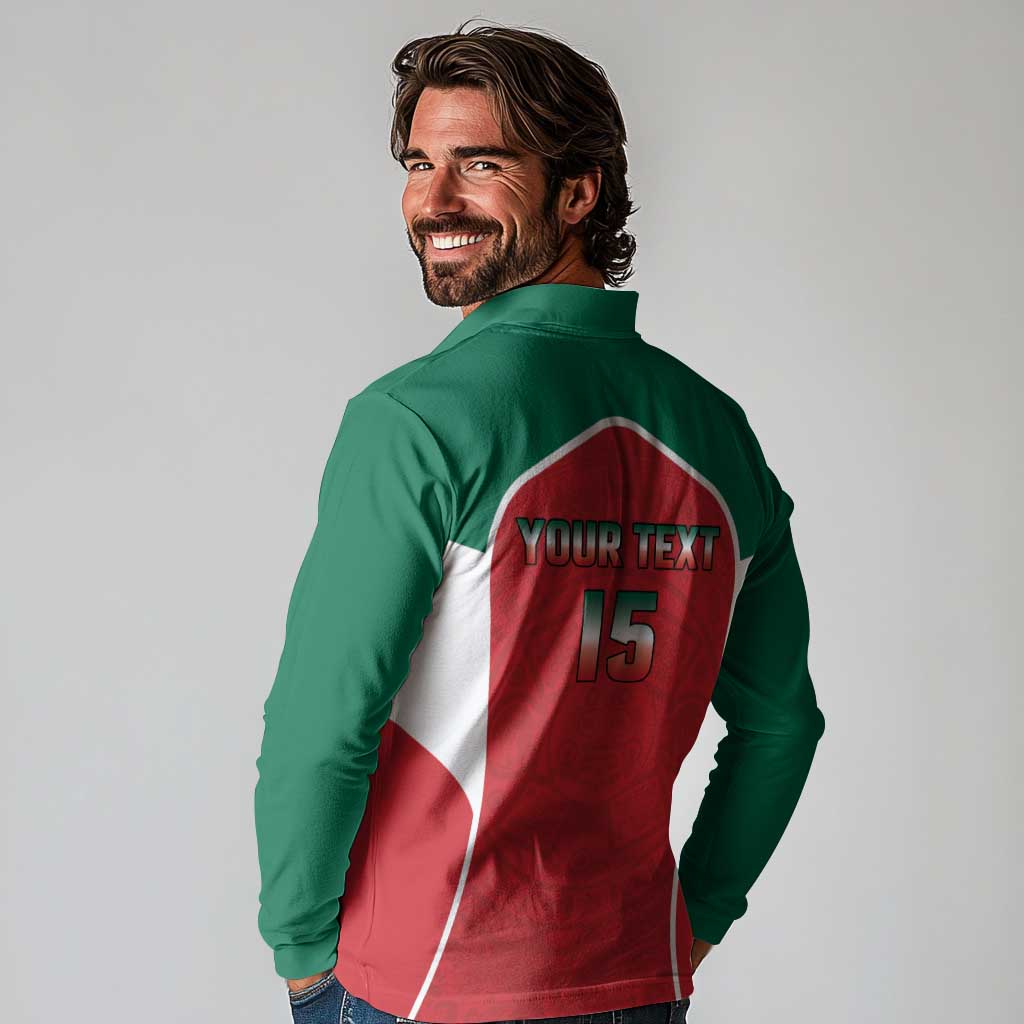 Custom Mexico Football 2026 Long Sleeve Polo Shirt Viva El Tri