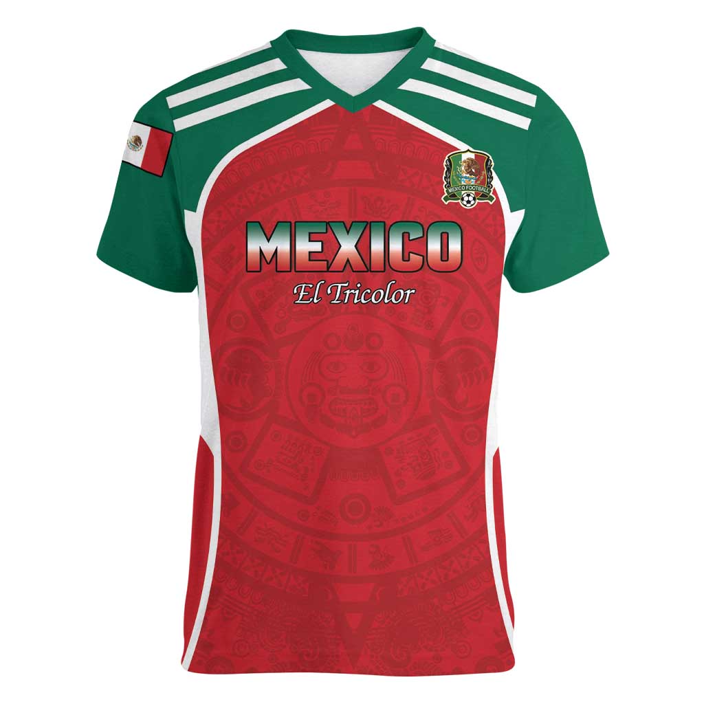 Custom Mexico Football 2026 Women V-Neck T-Shirt Viva El Tri