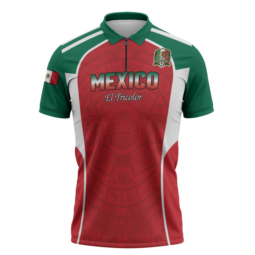 Custom Mexico Football 2026 Zipper Polo Shirt Viva El Tri