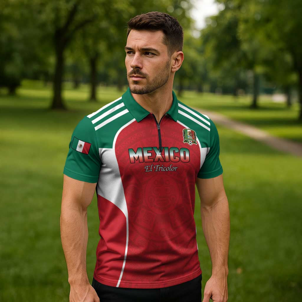 Custom Mexico Football 2026 Zipper Polo Shirt Viva El Tri